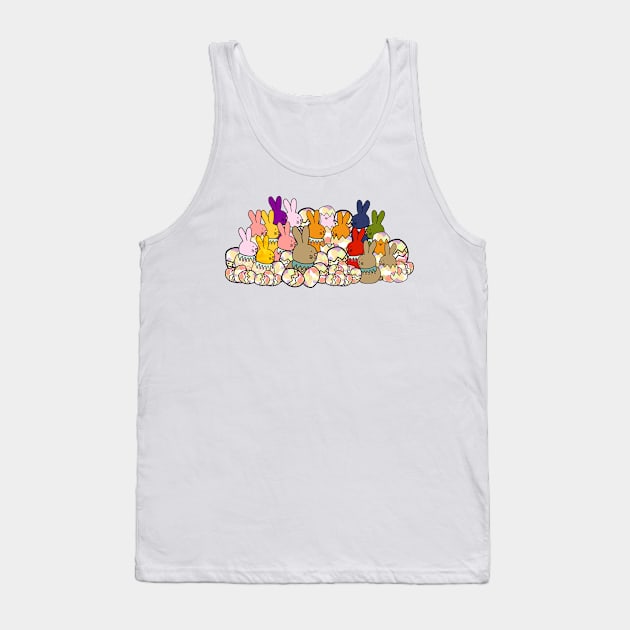 Easter Bunny Rabbits Chicks and Easter Eggs Tank Top by ellenhenryart